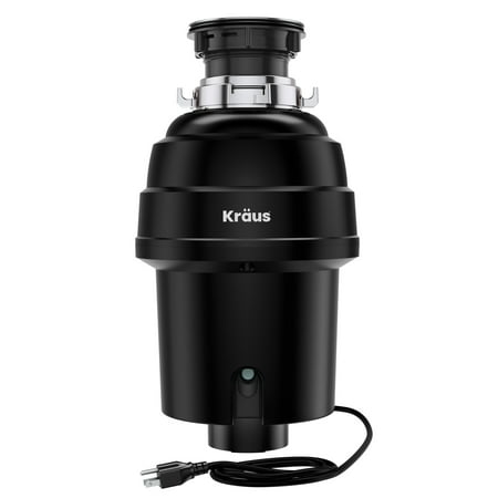 KRAUS WasteGuard 1 HP Continuous Feed Garbage Disposal with Ultra-Quiet Motor for Kitchen Sinks with Power Cord and Flange Included