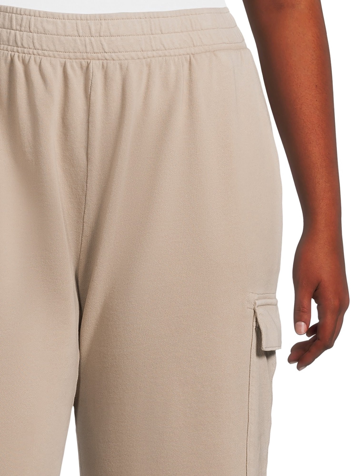 Terra & Sky Women's Plus Size French Terry Cloth Cargo Pants, 28” Inseam