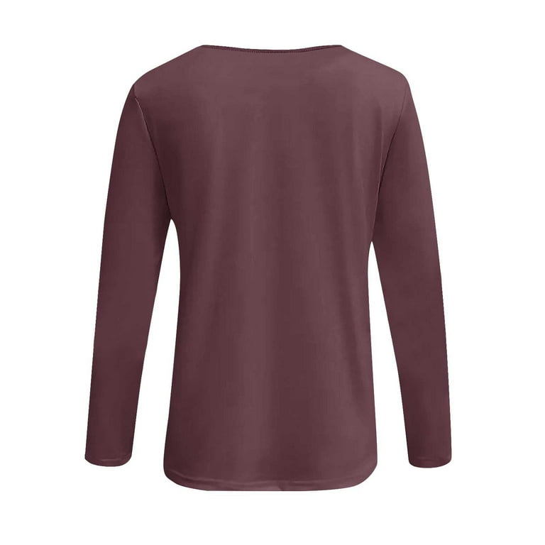 Olyvenn Women's Long Sleeve T Shirts Crew Neck Zipper Solid