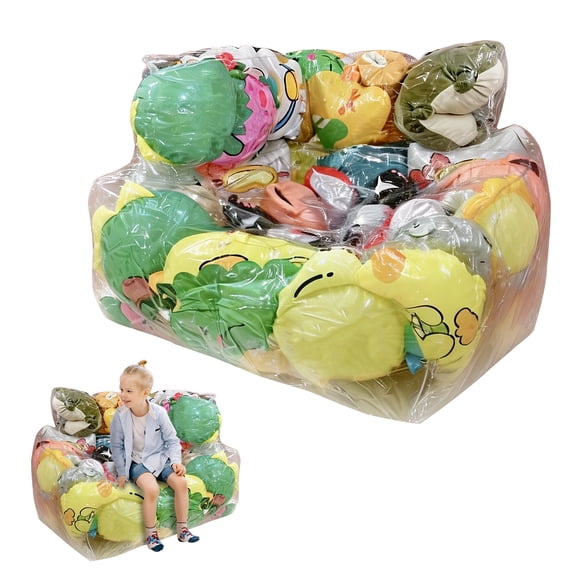 Threns Clear Stuffed Bean Bag Cover,Waterproof PVC Square Plush Toy Storage Bean Bag Seat Creative Toy Organizer Seat for Holding Towel Clothes