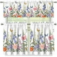 thumbnail image 2 of Butterfly Floral Kitchen Curtains Tiers and Valances Set, Rod Pocket Valance Short Window Treatment Decor Curtains, 3 Pieces Set Window Decorations, Easy to Install, 2 of 5