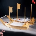 thumbnail image 2 of Bamboo Sushi Plate Boat Shaped Plate Practical Snack Tray Food Serving Dish, 2 of 8