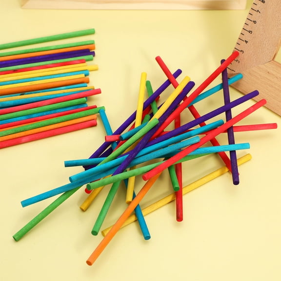 KALLORY 50 Pcs Assorted Color Wooden Craft Sticks Smooth Round Wood for Creative Crafts and Art Projects