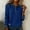 Blue, variant on YHAJDS Long Sleeve Shirts Women Solid Color Denim Panel Turn Down Collar Top