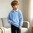 thumbnail image 6 of LOINRODI Boys Polo Quarter Zip Waffle Knit Sweater Long Sleeve Soft Lapel Fashion School Outdoor Pullover Light Blue 3 Years, 6 of 9