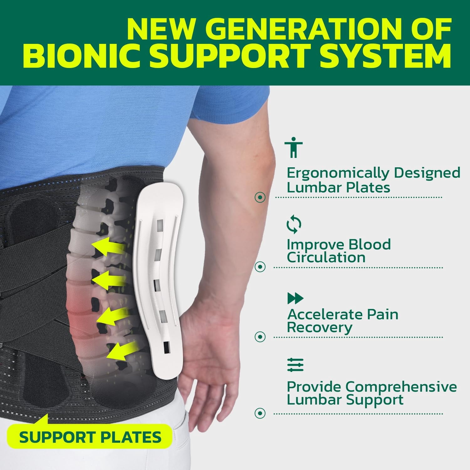 aoFIT Back Brace for Men Lower Back Pain Women Relief with 360-Degree Biochemical Hug Support Soft Breathable Fabric