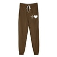 thumbnail image 3 of USNSM Women's Comfy Sweatpants Funny Heart Print Elastic Baggy Sweat Pants Casual Soft Drawstring Trousers with Pockets Coffee S, 3 of 3