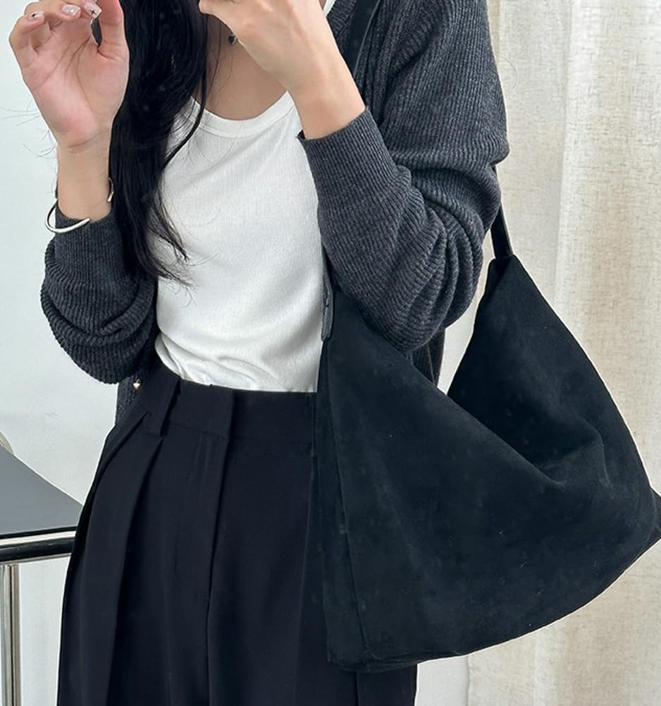 Zhengup Slouchy Suede Tote Shoulder Bags for Women Large Soft Underarm Bag Working Purse Handbag Travel Satchel Winter Fall