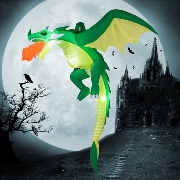 5ft Halloween Inflatables Decoration, Large Size Inflatable Fire-Breathing Dragon with Led Lights, Halloween Decorations Outdoor for Holiday Party Front Yard Lawn Garden Decor