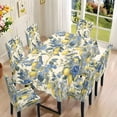 thumbnail image 2 of TSOVTHRID Lemon Floral Bird Print 7-Piece Tablecloth and Chair Covers Set, Stretchable Washable Spandex Table Cloth with Dinning Chair Cover for Home, Hotel, Banquet, Wedding, Party Decor, 2 of 6