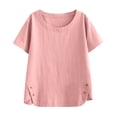 thumbnail image 6 of Viadha Womens Plus Size Short Sleeve T Shirts Summer Casual Solid Color Tees Crew Neck Cotton Tunic Tops, 6 of 9