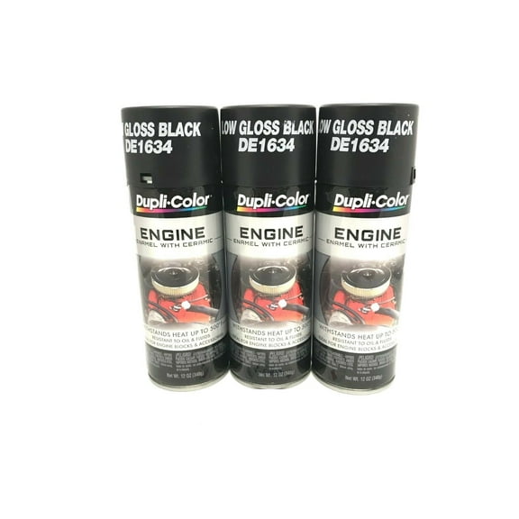 Duplicolor DE1634-3 Pack Engine Enamel with Ceramic Low Gloss Black Color - 12 oz