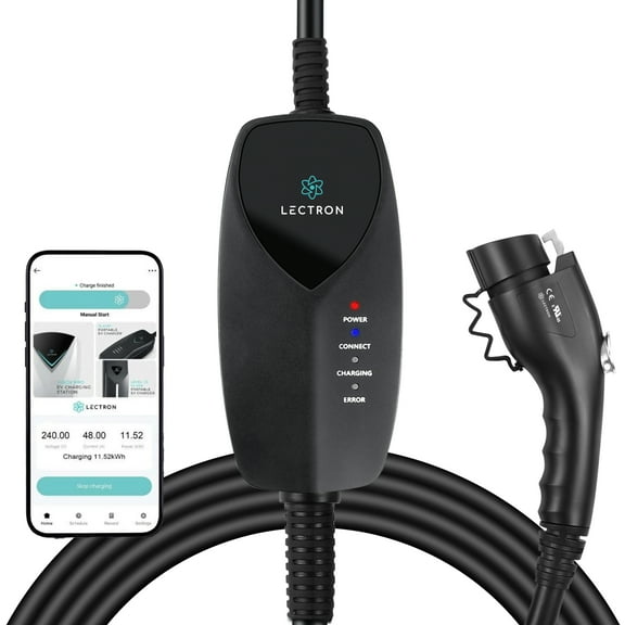 Lectron Level 1 J1772 EV Charger (WiFi) with App Control - 120V, 12 Amp, & 16 ft Cord - Portable Charger for J1772 EVs with NEMA 5-15 Plug - Compatible with all J1772 EVs