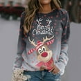 thumbnail image 2 of Chandail en Molleton de Noël pour Femmes, Cardigan à Manches Longues, Col Rond, Pull Chaud, Imprimé, Mode, Mi-Long, 2 of 6