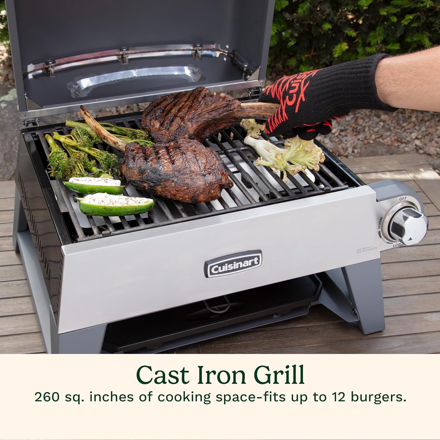 Cuisinart CGG-403 3-in-1 Grill, Griddle and Pizza Oven, Stainless Steel