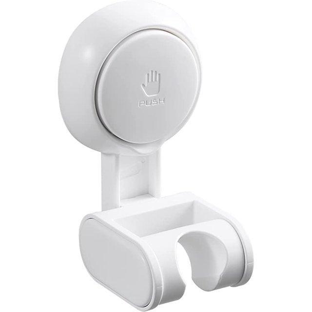 Soporte para cabezal de ducha con ventosa sin diamantes, resistente al agua, altura ajustable, soporte para cabezal de ducha de baño, gran angular, ajustable, blanco JM