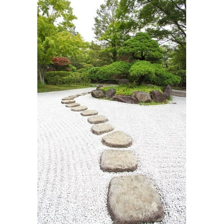Zen Stone Path in a Japanese Garden Print Wall Art By