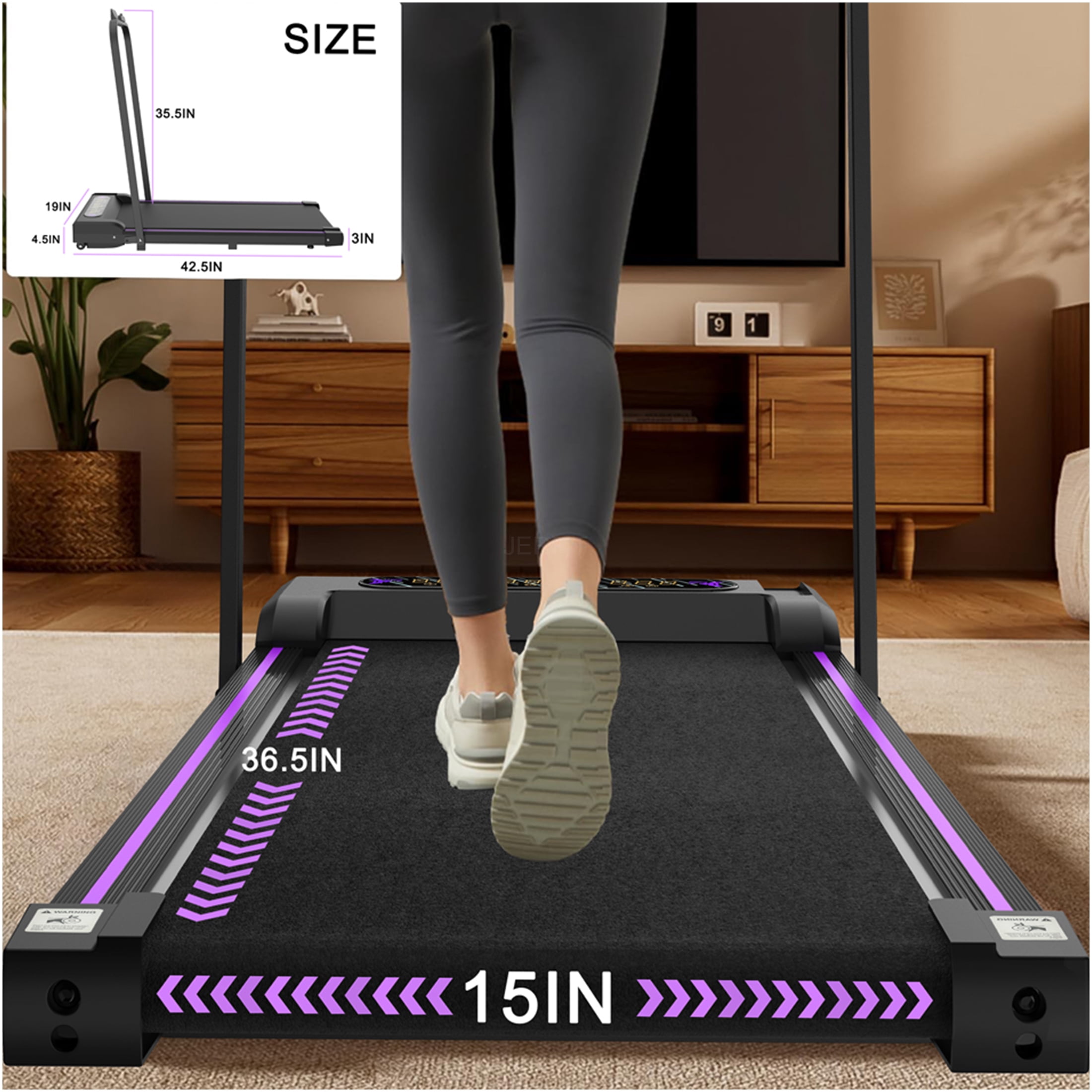 JERFIT 2-in-1 Under Desk Treadmill with Handle, 2.5HP Motor Portable Walking Pad for Home Office, 265lbs Capacity, LED Display & Remote Control, Black