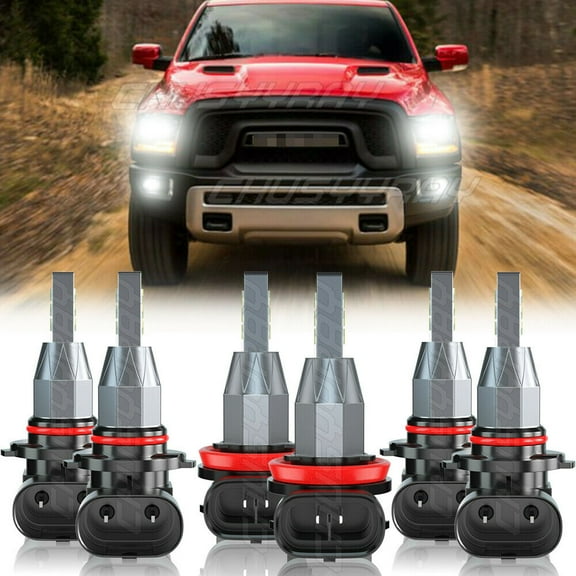 For 2016 2017 2018 Dodge Ram 1500 2500 3500 LED Headlight Hi/Low Fog Light Bulbs