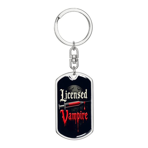 Nurse Licensed Vampire Swivel Keychain Stainless Steel or 18k Gold Dog Tag