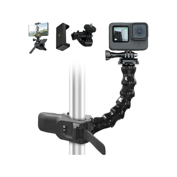 Jaws Flex Gooseneck Clamp Mount for GoPro Insta360 Phone Accessories, Desk Table Magic Arm Holder Clip for Go Pro Max Hero 12 11 10 9 8 7 6, Insta 360 X3 Ace Pro DJI Action 4 Osmo Pocket 3