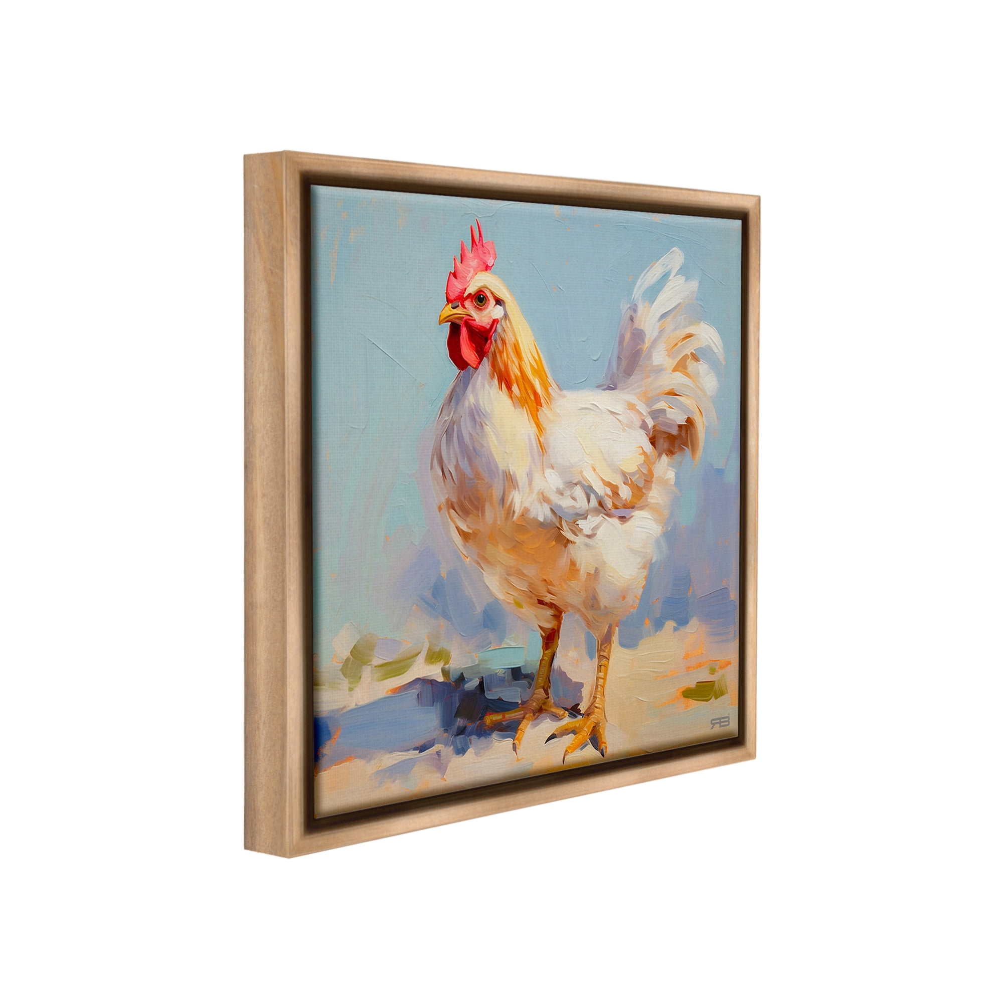 Stupell Industries Modern Farmhouse Hen Animals & Insects Painting Brown Floater Framed Canvas Art Print Wall Art, 18 x 18