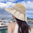 thumbnail image 2 of Sombrero de pescador con lazo de ala ancha, transpirable, con protección solar UV para mujer, sombrero para el sol, sombreros de playa para fiestas al aire libre, 2 of 5