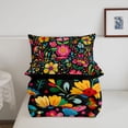 thumbnail image 5 of Homewish Boho Watercolor Floral Twin Comforter Sets,Peony Daisy Flower Bedding Set,Multicolor,Black Reversible,2-Piece,1 Comforter and 1 Pillowcase, 5 of 7
