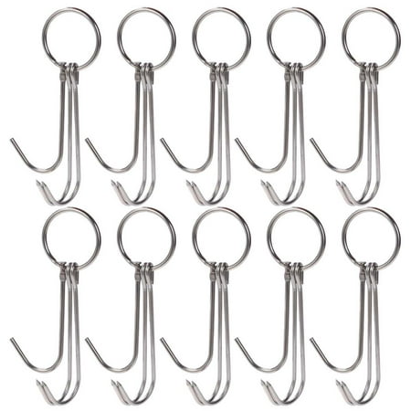 

10PCS Stainless Steel Double Hooks for Bacon Hams Meat Processing Butcher Hook Hanging Drying BBQ Grill Cooking