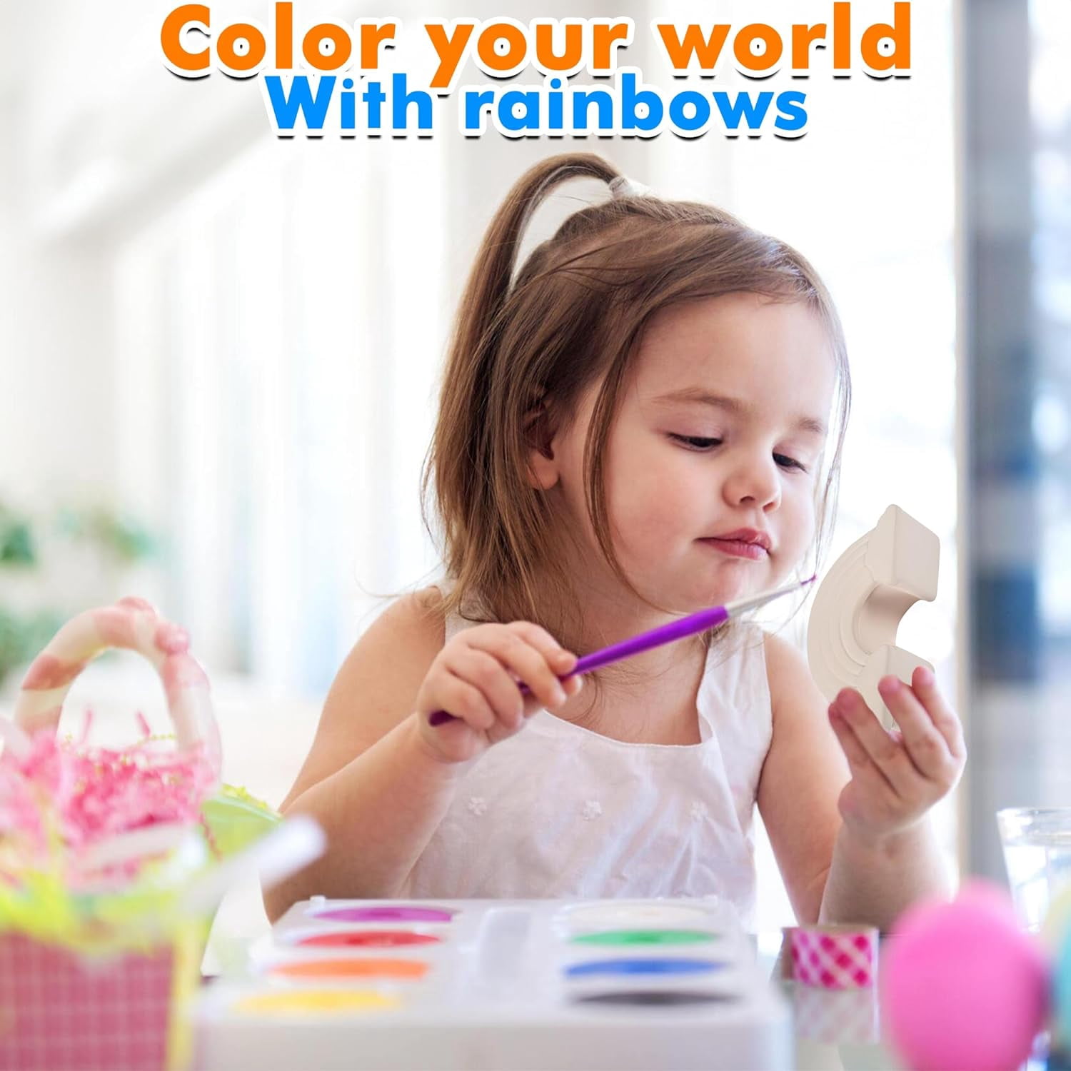 Fun Express 12 Pieces Paint Your Own Ceramic Rainbow Box, DIY Crafts for Kids and Fun Home Activities, Craft Kits