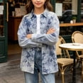 thumbnail image 4 of XUNKUSGA Girls Tie Dye Shirts Lightweight Loose Button Down Shirts for Girls Casual Collared Long Sleeve Shirts Jacket with Pocket for School Daily Streetwear 5-15Y, 4 of 7