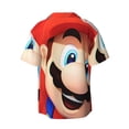 thumbnail image 6 of Lsque Mario print Men's Cuban Collar Short Sleeve Shirt Summer Beachwear Casual Button Down Fashionable Vacation Leisure Shirt-Small, 6 of 7