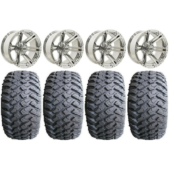 GTW Specter 14" Golf Cart Wheels Chrome 23" Hammer Tires E-Z-GO & Club Car