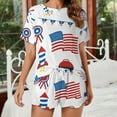 thumbnail image 2 of 4th of July Women's Ruffle Short Sleeve Tops And Shorts Cute Peeps Bunny Pajamas Sets, 2 of 7