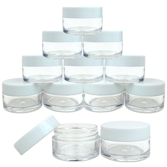 Beauticom 240 Pieces High Quality 20G/20ML Clear Round Acrylic Cosmetic Product Sample Travel Jars with Flat Top Lids (White)