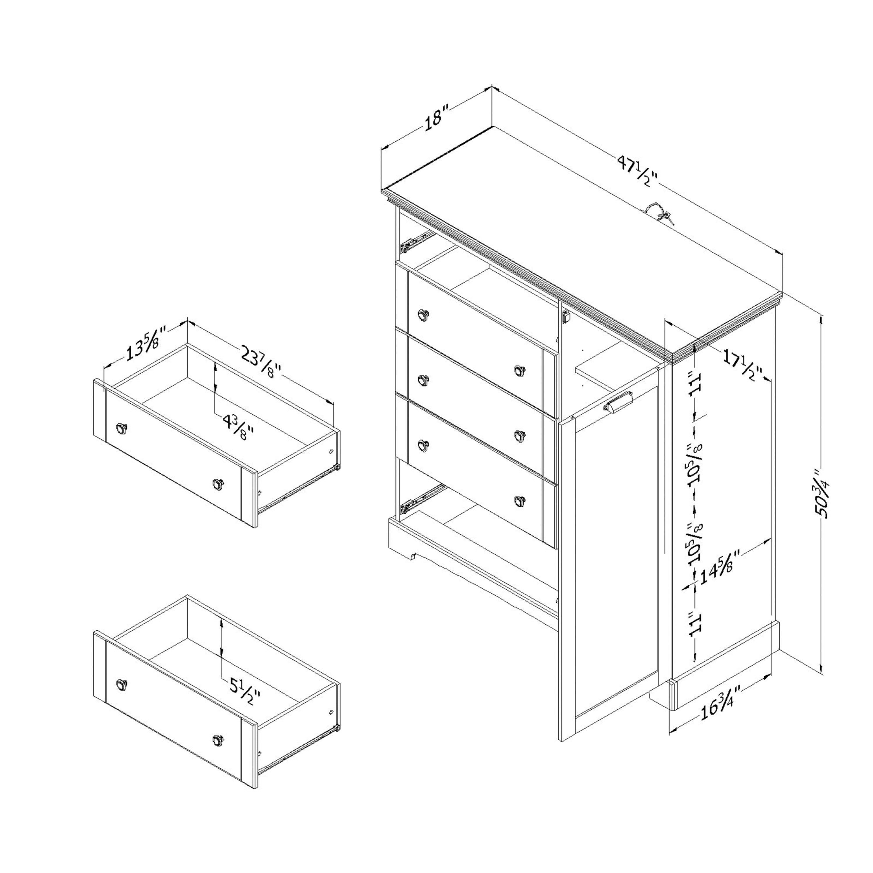 South Shore Lilak Coastal 5-Drawers Dresser Winter Oak