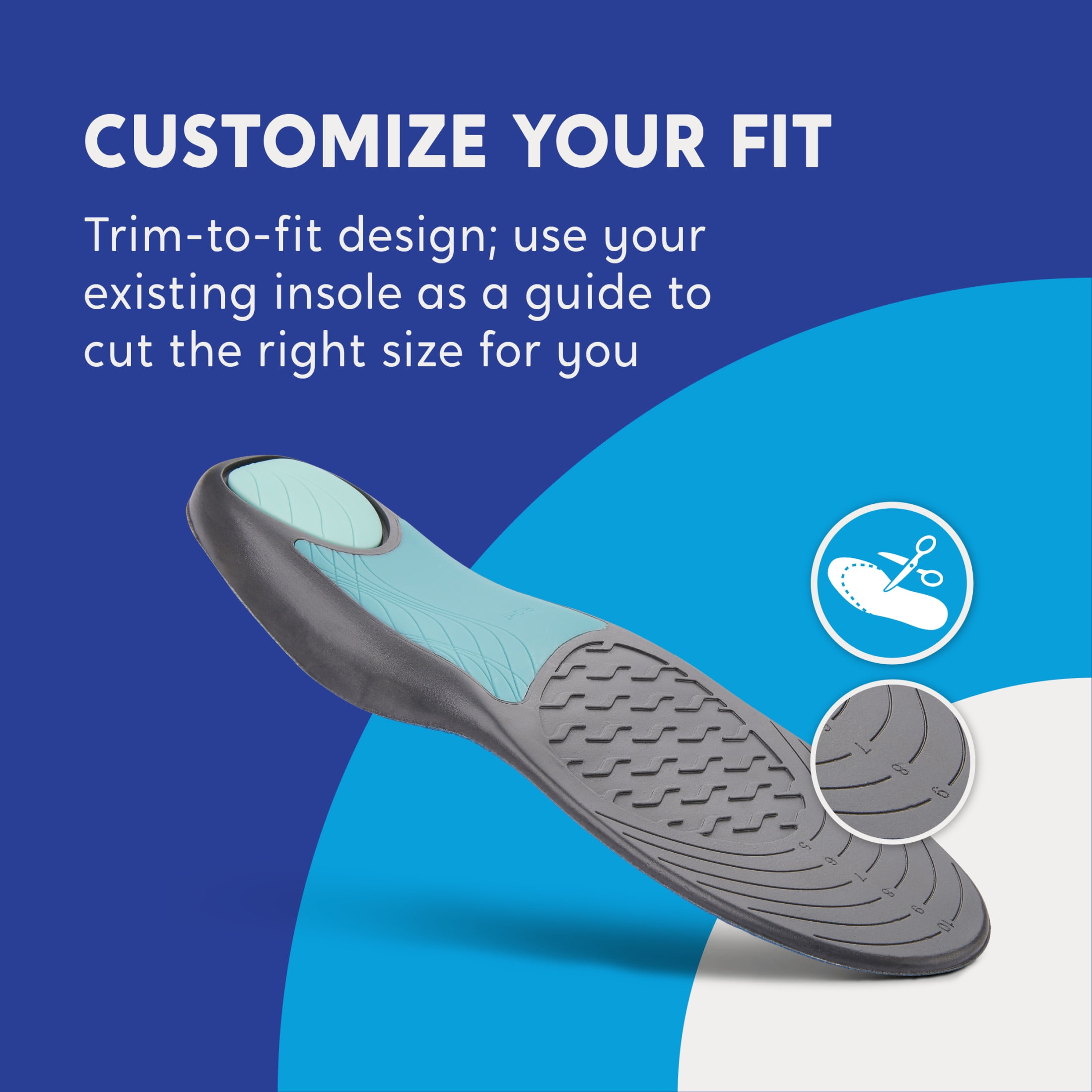 Sof Comfort Plantar Fascia Orthotic Men's Foam Insole Size 8-13, Trim-to-Fit