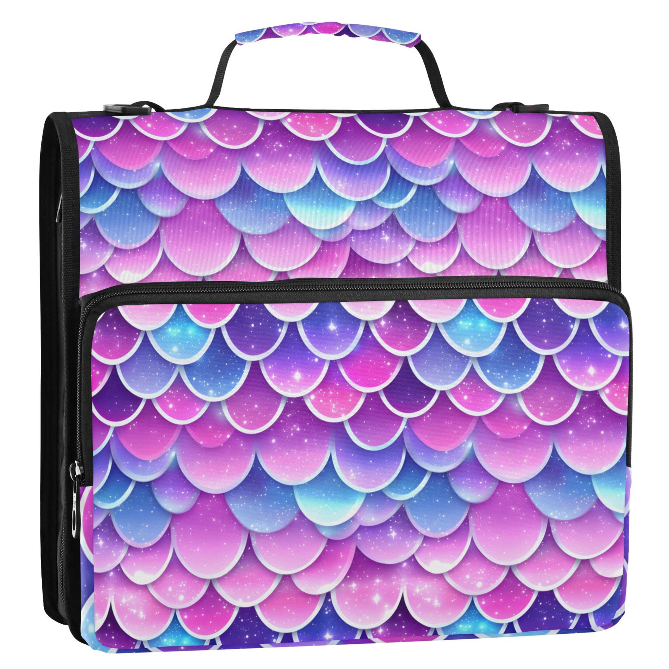 ALAZA Zipper Binder Sparkling Mermaid Scales 3 Ring Trapper Keeper File Folder Organizer Bag