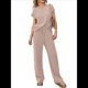 thumbnail image 2 of Conjunto Informal de Dos Piezas de Punto Acanalado para Mujer, Camiseta de Corta y Pantalón , Ideal para el Hogar y para Viajes Caqui M, 2 of 6