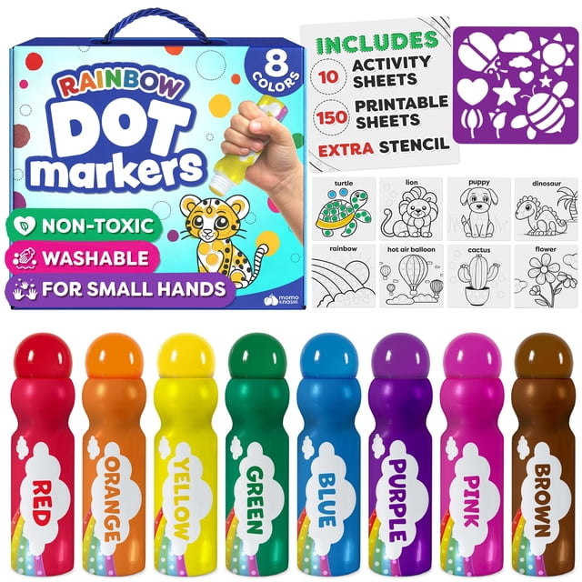 Marcadores de puntos Momo & Nashi para niños de 1 a 3 años, 8 colores