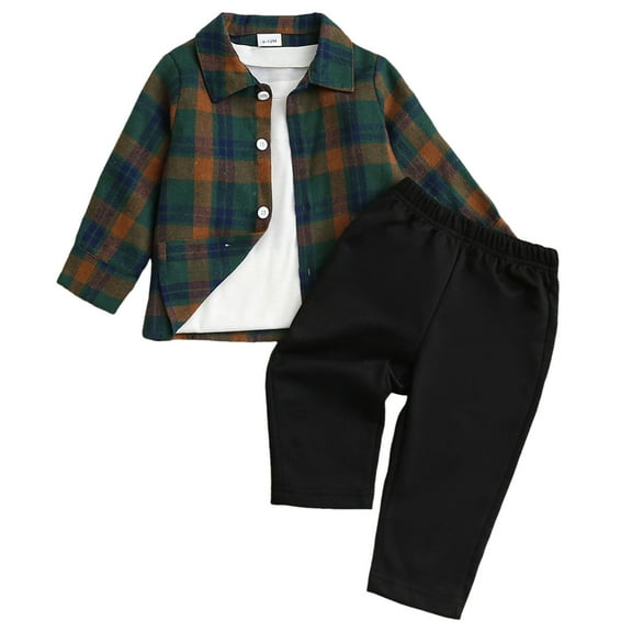 Boys Outfits Size 8 Sets Boys Clothes 2Pcs Plaid Shirt and Pocket Sweatpants Outfits for Fall Winter Boy Clothes Sets 6-14 Years