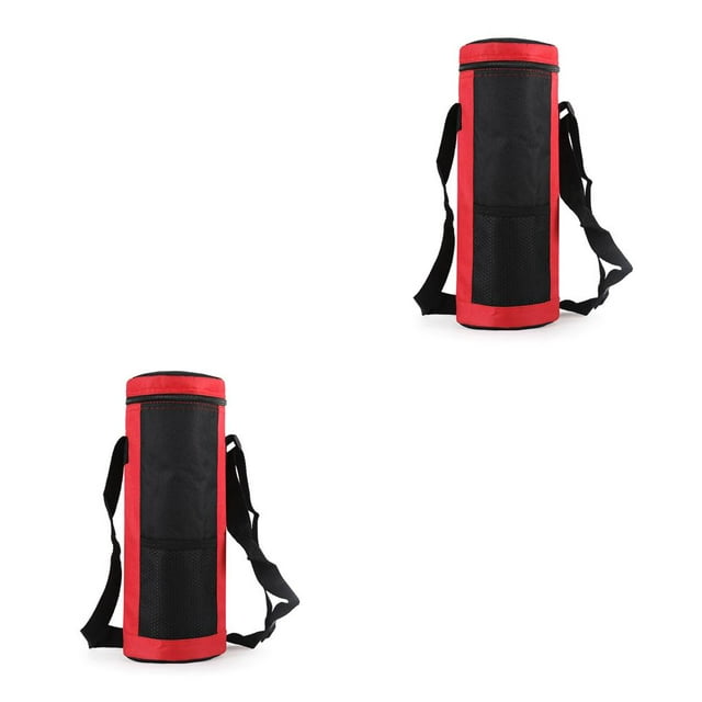 mmirethe Sac de Transport pour Bouteille d'Eau Oxford 1,5l Grande Capacité Pochette de Rangement Ronde Housse de Protection Camping Alpinisme Pique-Nique Rouge 2ensemble