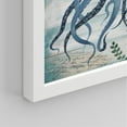 thumbnail image 4 of PixonSign Framed Wall Art Blue Octopus Lobster Crab Squid Fish Prints, Set of 4 Nautical Wood Block Animals Rustic Wall Décor, Adhesive Canvas Poster, Modern Home Artwork - 11"x14" White, 4 of 5