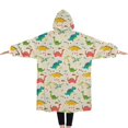 thumbnail image 2 of Oversized Wearable Blanket Hoodie,Colorful Dinosaurs Palms Footprints Pattern Sherpa Blanket Hoodie with Super Pockets,Super Warm Fuzzy Pullover for Women & Men, 2 of 6