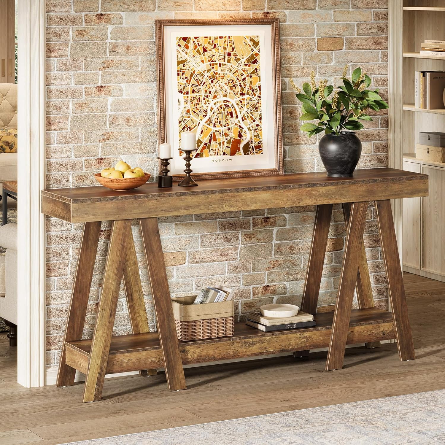 Tribesigns 70.87" Farmhouse Console Table, 2-Tier Entryway Accent Table Behind Sofa for Living Room, Entrance, Foyer