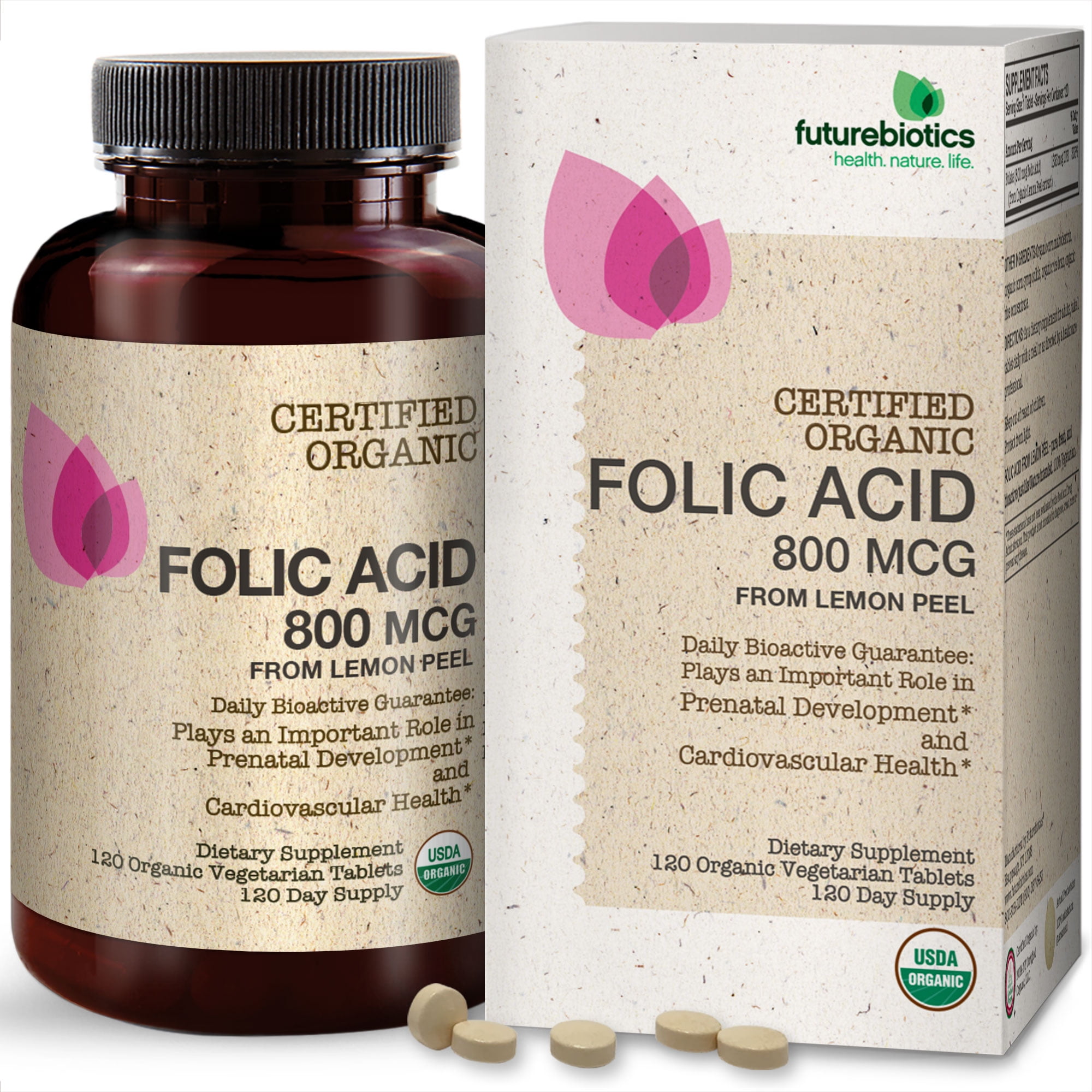 Futurebiotics Folic Acid 800mcg from Organic Lemon Peel USDA Certified