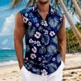 thumbnail image 2 of LWavelet Men's Sleeveless Hawaiian Shirt, Midnight Bloom Print Button Down, Quick Dry for Night Beach & Summer Casual Outfits Wine 2XL, 2 of 5
