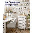 thumbnail image 4 of Kitsure Rolling Cart with Drawers, 8 Drawer Storage Cart with Wooden Top, Labels Included, Locking Wheels for Craft Organizers and Storage, Classroom Storage, 30.3"H, White, 4 of 9