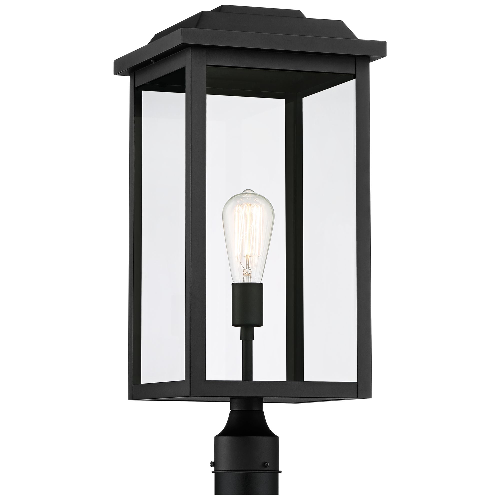 John Timberland Eastcrest Modern Outdoor Post Light Textured Black 22 1/2" Clear Glass Panels for Exterior Barn Deck House Porch Yard Patio Outside
