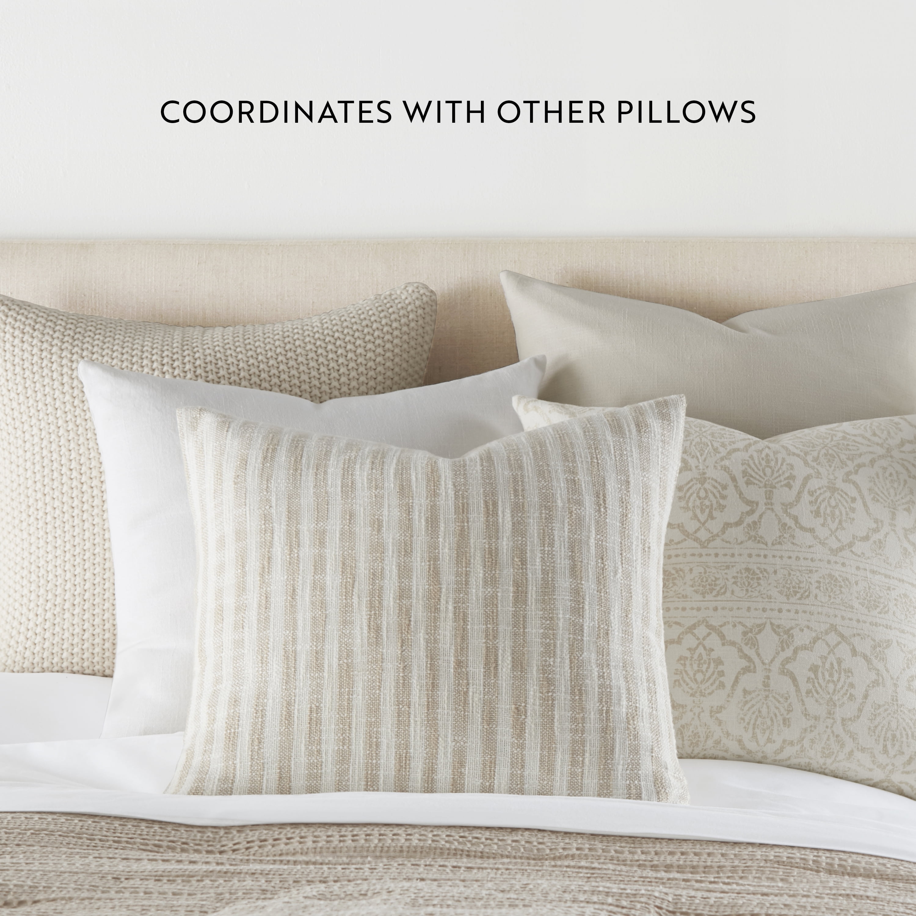Noble Linens 2-Pack Cotton Slub Decor Throw Pillows Solids Natural & White